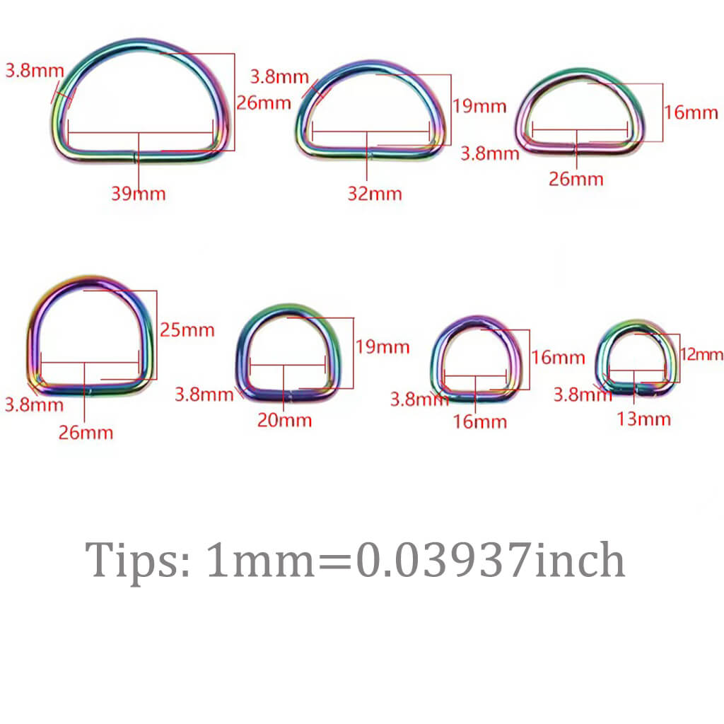 4pcs Rainbow D-rings 1inch D-ring Findings D Ring Buckles Sewing Rings  Purse Ring Strap D Ring 