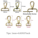 Detachable Swivel Snap Hooks Purses Clasps with Screw Bar Replacement D-Rings Swivel Snap Hooks