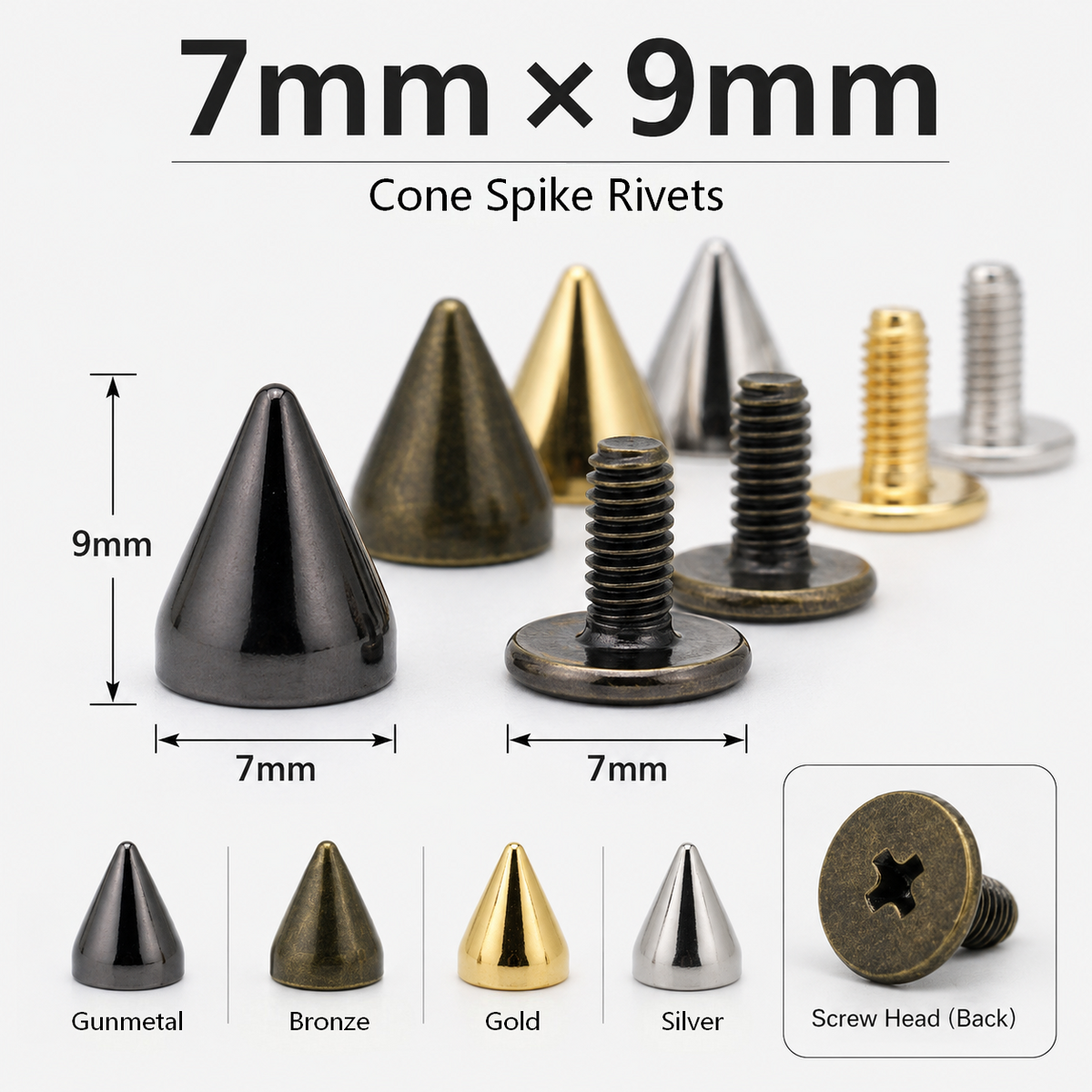 Punk Spikes Leather Crafts Screw Bullet Punk Studs Bullet Cone