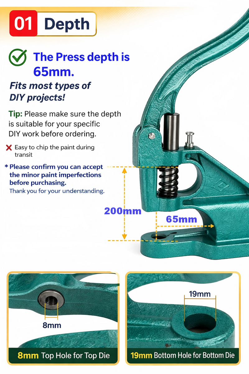 Hand Press Snap Setter Hand Press Machine Grommet Tool Kit Rivet