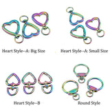 5 PCS Heart Spring Ring Swivel Hooks--Rainbow