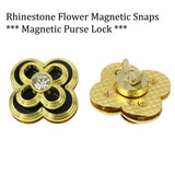 Rhinestone Flower Magnetic Snaps Magnetic Purse Lock Magnetic Purse Lock Purse lock with Magnetic Snap charm flower bag lock snap lock purse hardware