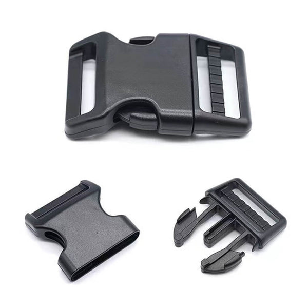 Plastic Buckles Quick Side Release for Luggage Straps, Pet Collar, Backpack Repair, Dual Adjustable Ends, Black