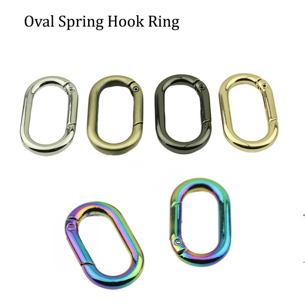 GORGECRAFT 10PCS Carabiner Metal Spring Key Ring Oval Spring Gate Ring  Spring Snap Hooks Clip for Bags Purses Keyring Buckle Metal Secure Holder