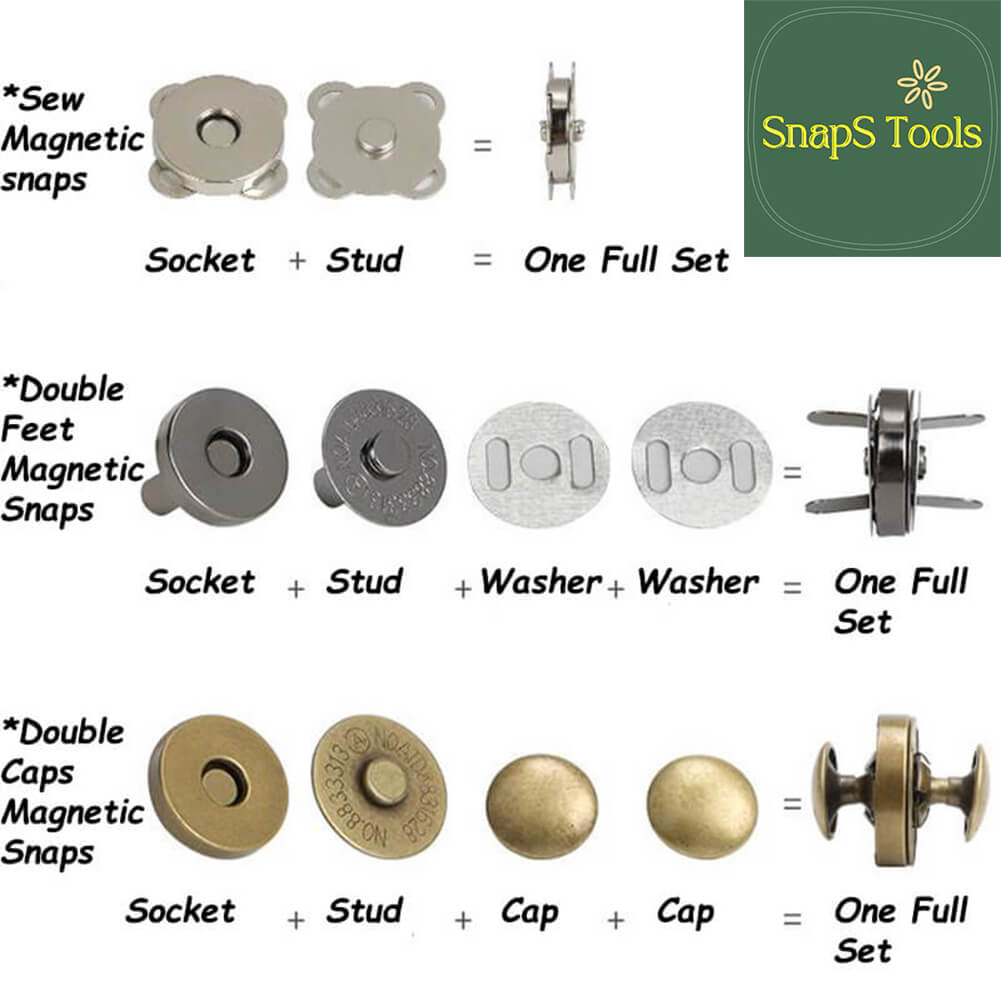 Trimming Shop Magnetic Clasp Snap Fastener Button Double Rivet Closures  (14mm, Rose Gold, 2pcs)