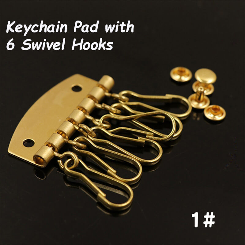 High Quality Wallet Leather Bag Handbag Purse Keychain Keyring Key Ring Row  Organizer 6 Hooks Clasp Clip Leathercraft with rivet