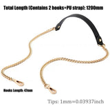 DIY PU Leather Strap with Gold Iron Chain Handbag Chain Accessories Purse Straps Shoulder Cross Body Replacement Straps, with Metal Buckles