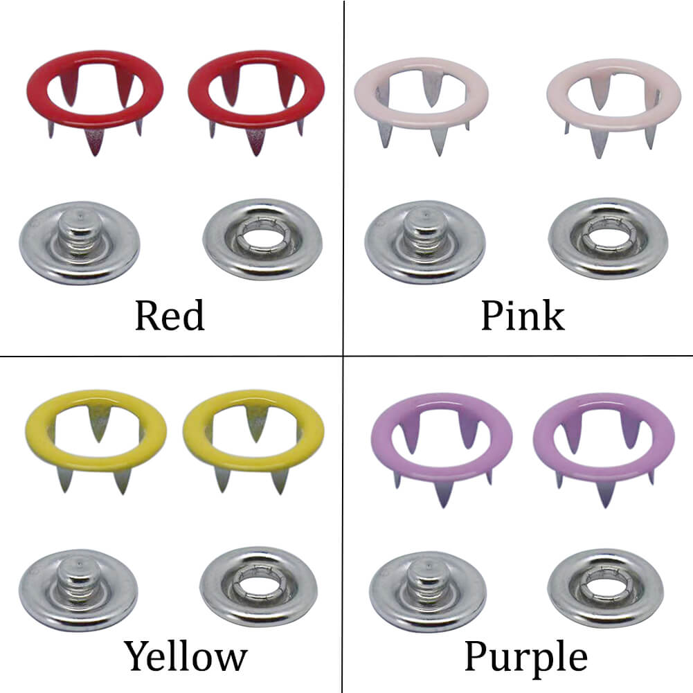 Enamel Prong Ring Snaps With Button Cover