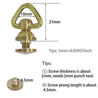 Brass Chain Connector screw back rivet with ring Brass Rivet Screw Back Round Head Ring 