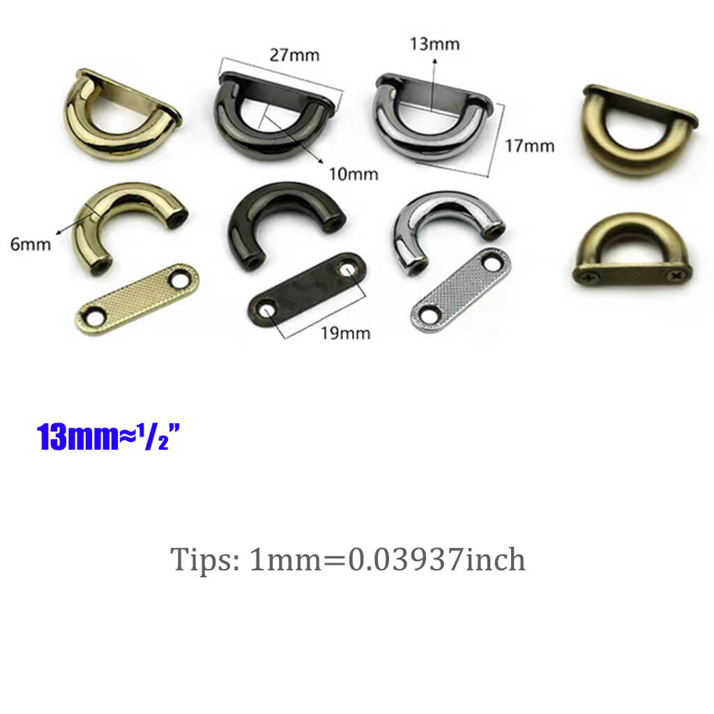 Screw D-rings Light Gold Silver Inside Width 13mm 16mm 19mm 