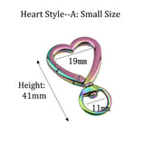 5 PCS Heart Spring Ring Swivel Hooks--Rainbow