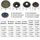 Utility Spring Metal Snaps On Fasteners Heavy Duty Snap Button Press Stud Cap for Marine Boat Canvas Bag Leather DIY Craft