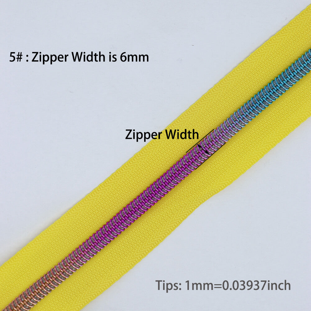5 Nylon Coil Rainbow Zipper Tape by The Yard Zippers Bulk Teeth
