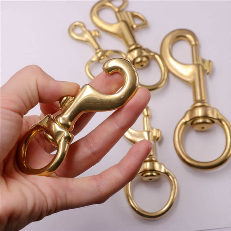 Quality Solid Brass 2-3/4 Trigger Snap Hooks 5/8 Swivel Round Eye Scissor  Snap Clips Heavy Duty for Pet Leashes, Purse Straps and Belting
