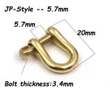 Solid Brass U Lock Clasp W Screw Rod Keychain Hook Screw Pin Shackles