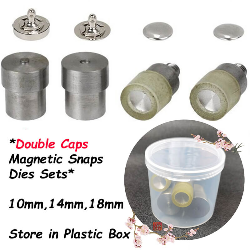 Trimming Shop Magnetic Clasp Snap Fastener Button Double Rivet Closures  (14mm, Gunmetal Black, 2pcs)