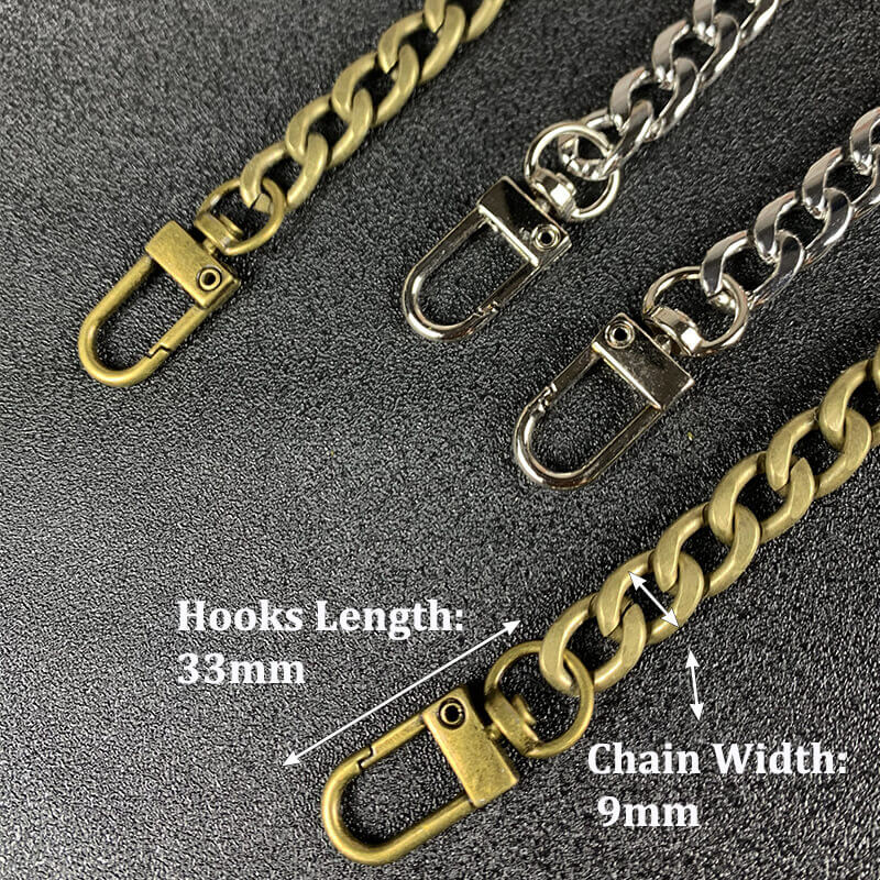 INKNOTE 5 PCS Gold Purse Chain Strap Flat Iron Chains with Metal Buckles D  Ring Rivets Set. Iron Replacement Flat Chains Crossbody Chain Strap, Gold