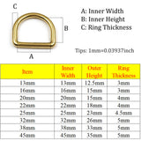 Solid Brass D Rings for Straps Bags Purse Belting Leathercraft D Ring