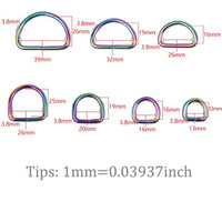 Rainbow Split D Rings for Straps Bag Purse Belting D-Ring Leathercraft