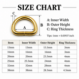Solid Brass Split D Rings for Straps Bags Purse Belting Leather D Ring