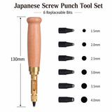 Screw Hole Punch with 6 bits Auto Leather Tool Book Drill Sewing Paper