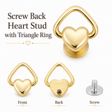 Screw Back Heart Rivets with Ring Wallet Chain Connector Ball Post Screwback O-Ring screw back chain rivet