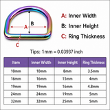 Rainbow NO Split D Rings for Straps Bag Purse Belting Leather D-Ring Leathercraft