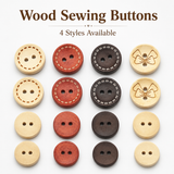 Wood Sewing Buttons Engraved Wooden Vintage Wood Buttons 2 Hole Sewing