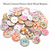 Flower Print Wood 2 Holes bottons Scrapbook Clothing Sewing DIY Crafts