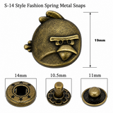 S-14 fashion spring metal snaps Antique Snaps Button Bronze Vintage Metal Snaps