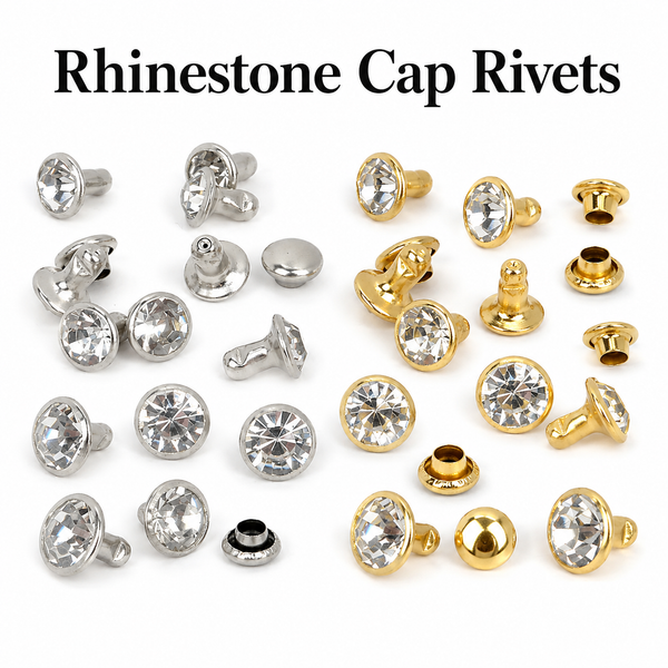 Square Rhinestone Rivet Rhinestone Rivets For Leather Double Cap Crystal Rivets Leather Rivets ...