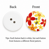 Flower Print Wood 2 Holes bottons Scrapbook Clothing Sewing DIY Crafts