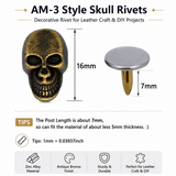 AM-3 Style Skull Rivets Cap Beads Nailhead Decorative Cap Rivet Punk Rivets