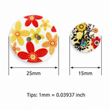 Flower Print Wood 2 Holes bottons Scrapbook Clothing Sewing DIY Crafts
