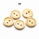 Wood Sewing Buttons Engraved Wooden Vintage Wood Buttons 2 Hole Sewing