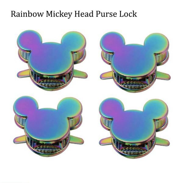 Rainbow Mickey Head Purse Lock Purse Lock Lock Clasp Purse Closure Twist Lock Leathercraft Accessory Purse Lock