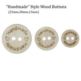 20 pcs Wood Sewing Buttons Engraved Wooden Vintage Wood Buttons 2 Hole Sewing