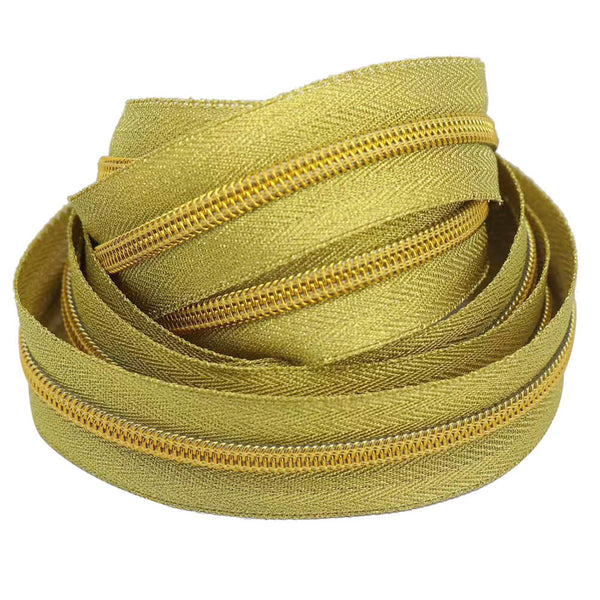 5# Nylon Zippers Coil Zipper by The Yard 5# Gold Teeth Nylon Metallic Long Zippers for Sewing