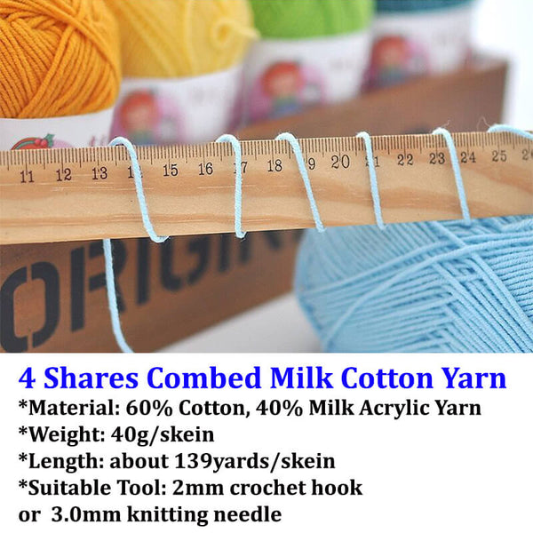 4 Shares Combed Milk Cotton Yarn (51 Colors Available) – SnapS Tools