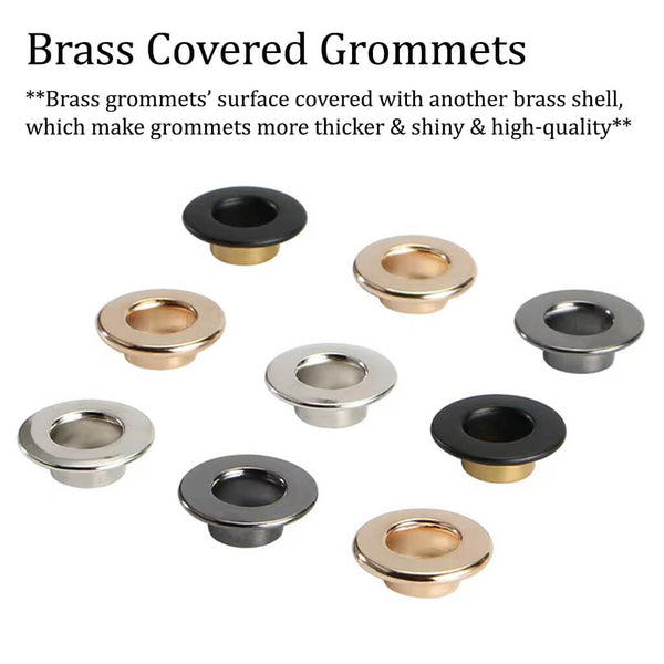 Brass Covered  Grommets Brass Grommets & Washers for Tarps Repair Grommets Eyelets with Washers for Leather