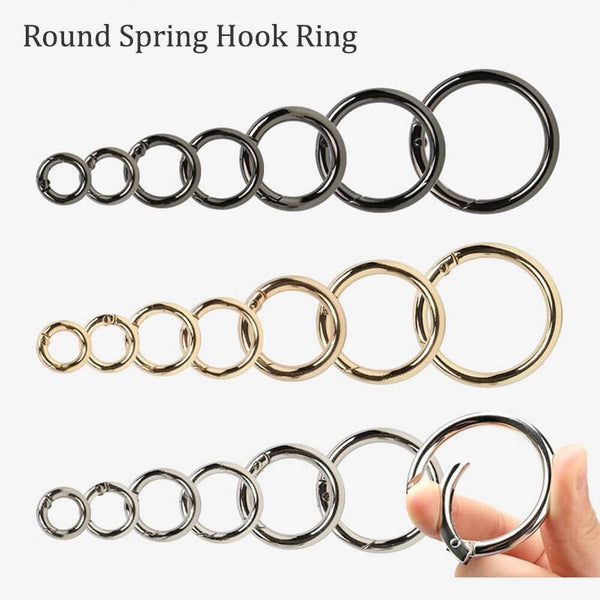 Round spring hook ring Round Carabiner Push Gate Metal Snap Open