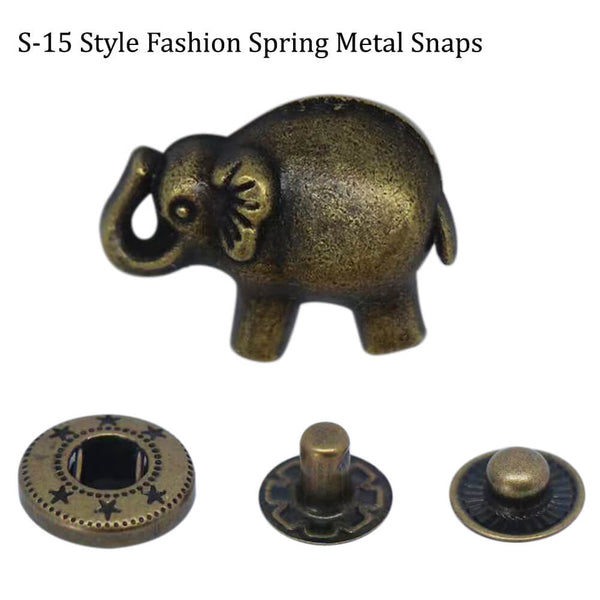 S-15 fashion spring metal snaps Antique Snaps Button Bronze Vintage Metal Snaps