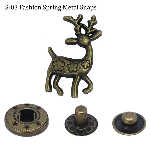 S-03 fashion spring metal snaps Antique Snaps Button Bronze Vintage Metal Snaps