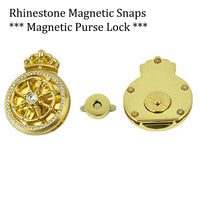 Rhinestone Magnetic Snaps Magnetic Purse Lock Gold purse lock bag lock snap lock purse hardware
