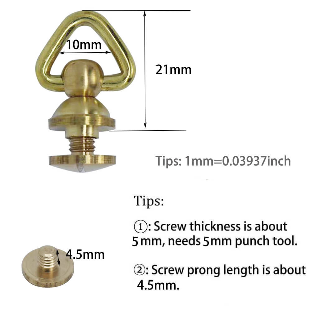 Brass Chain Connector screw back rivet with ring Brass Rivet Screw Back ...