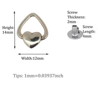 Screw Back Heart Rivets with Ring Wallet Chain Connector Ball Post Screwback O-Ring screw back chain rivet