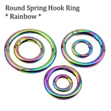 Rainbow Round spring hook ring Round Push Gate Metal Snap Open Hooks
