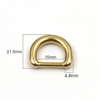 Solid Brass Seamless-D-Rings for Straps Bag Purse Belting Leathercraft