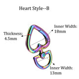 5 PCS Heart Spring Ring Swivel Hooks--Rainbow