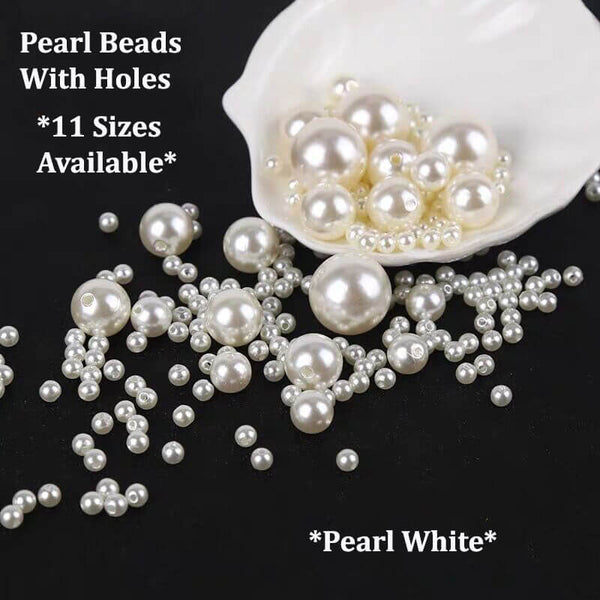 100 PCS ABS Pearl Beads with Holes Crafts Loose Spacer Bead Assortment